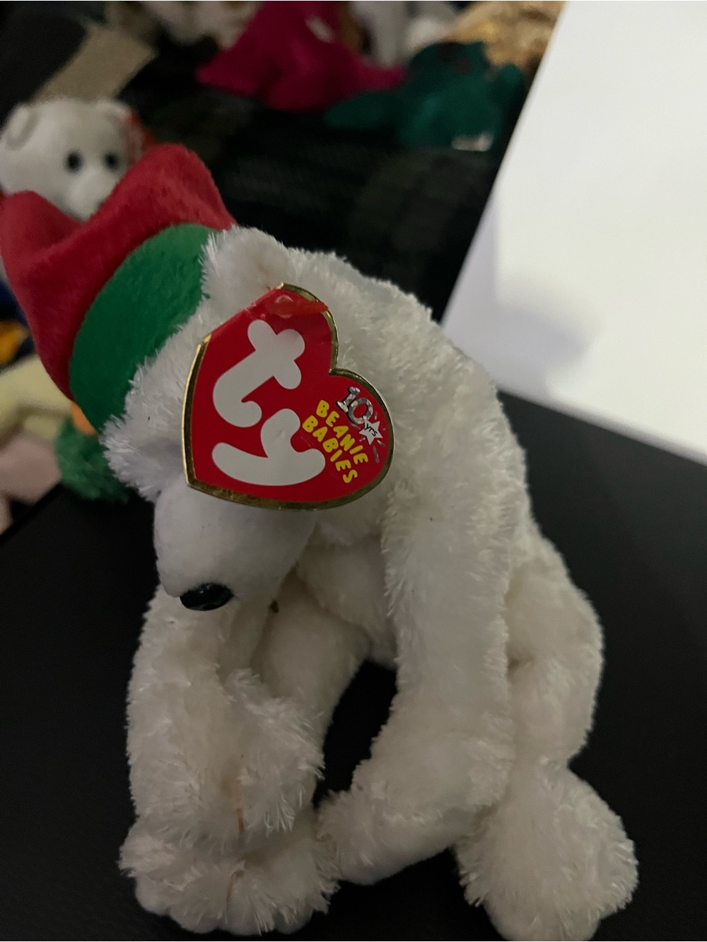 Ty White Snowdrift Plush Polar Bear with Red Ty Heart Tag
